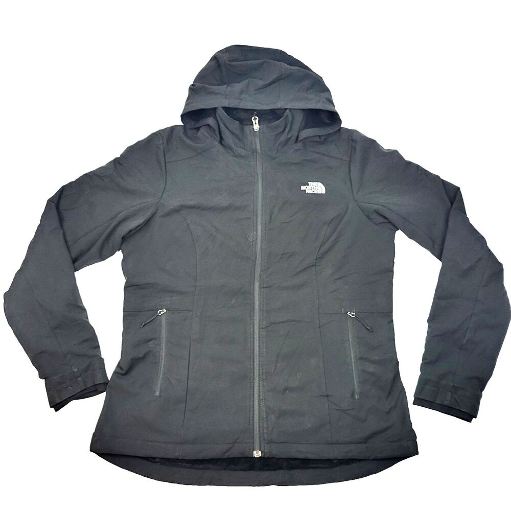 The North Face Black Shelbe Raschel Fleece Soft-Shell Hoodie Zip Jacket WINDWALL